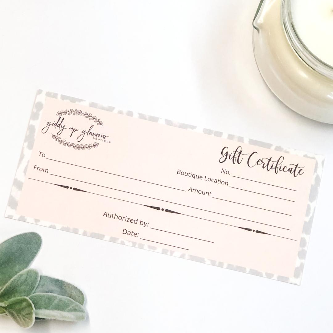 Online Gift Cards - Giddy Up Glamour Boutique