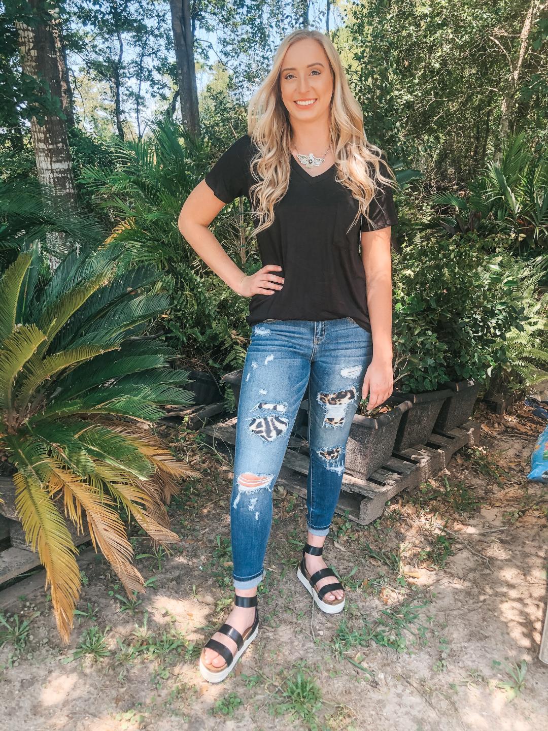 All Is Right Short Sleeve Pocket Tee in Black - Giddy Up Glamour Boutique