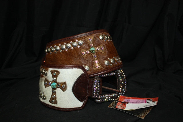 KurtMen Designs - Two Tone Hair on Hide with Brown, Turquoise and AB - Giddy Up Glamour Boutique
