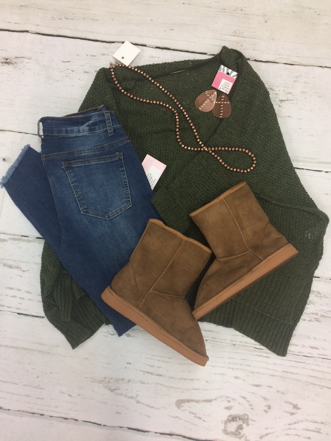 Fleece Brown Booties - Giddy Up Glamour Boutique