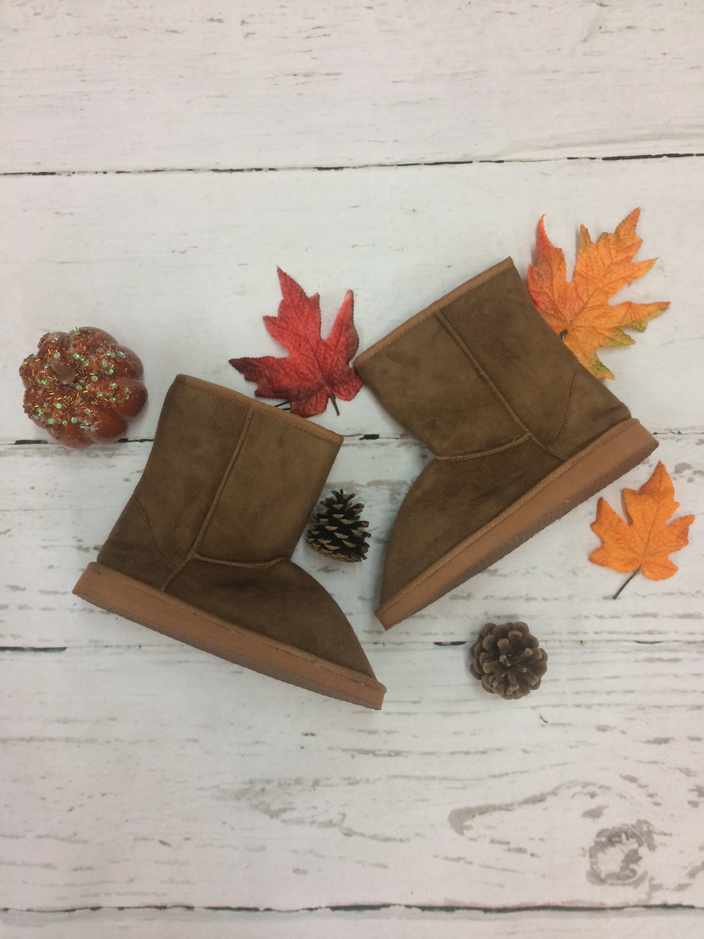 Fleece Brown Booties - Giddy Up Glamour Boutique