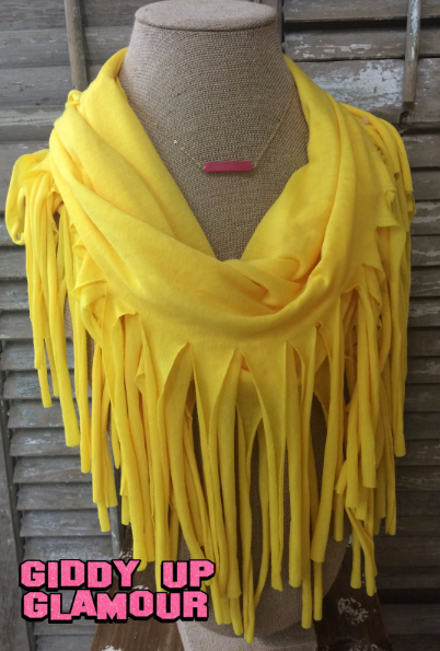 Yellow Fringe Scarf - Giddy Up Glamour Boutique